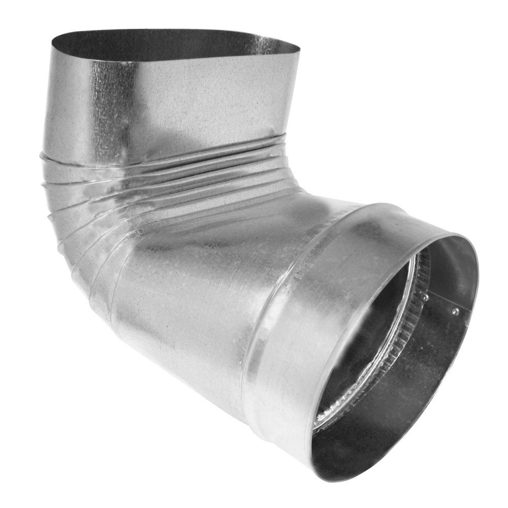 Galvanized Steel Oval To Round Boot, 90°, 6" To 7", 30 Gauge