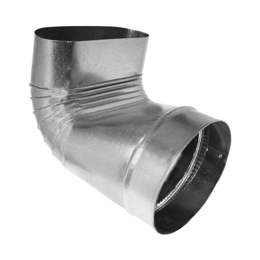 Galvanized Steel Oval to Round No Crimp Duct Boot, 30 Gauge, 90°, 7" Dia