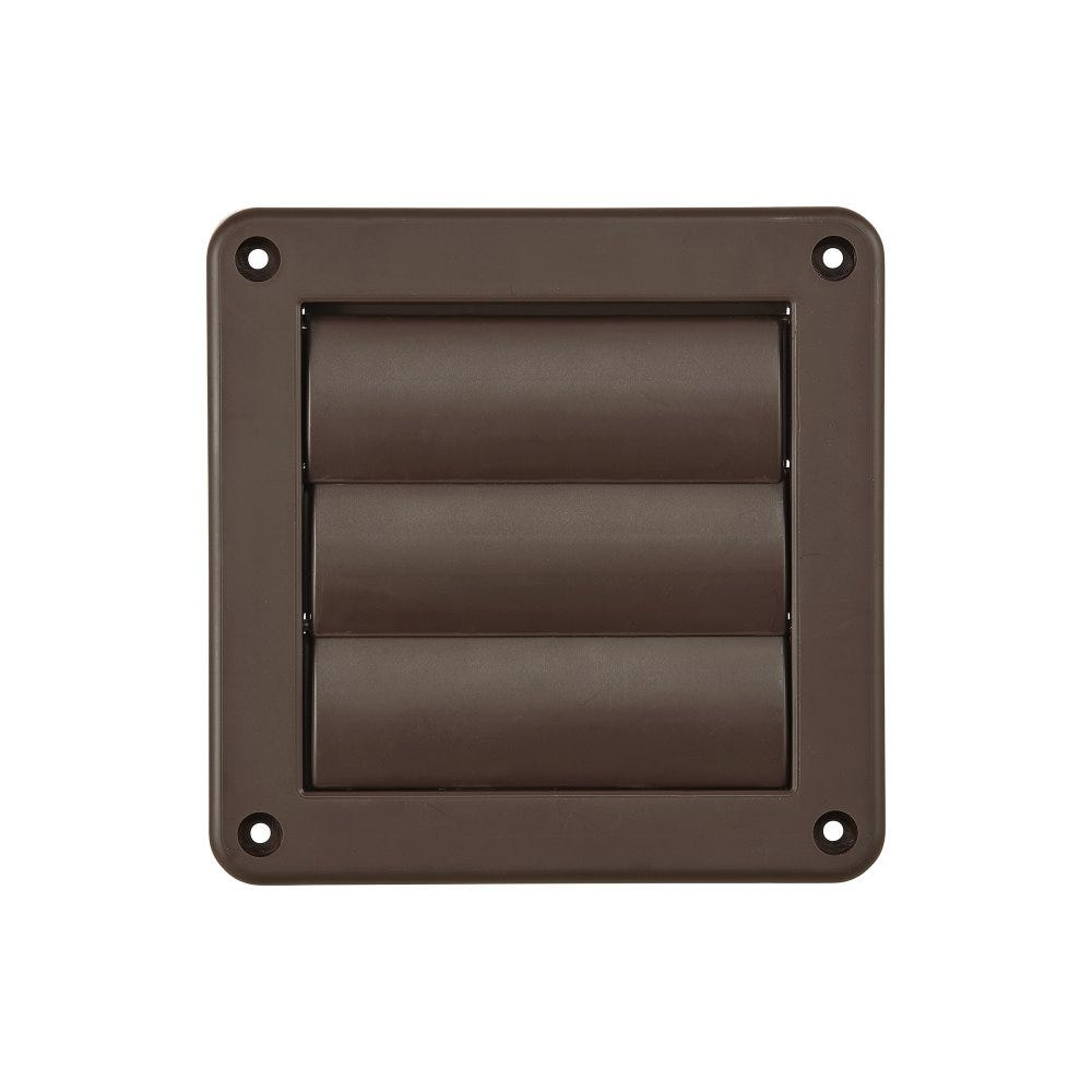  Brown Plastic Wall Exhaust Louvered Dryer Vent, 4"