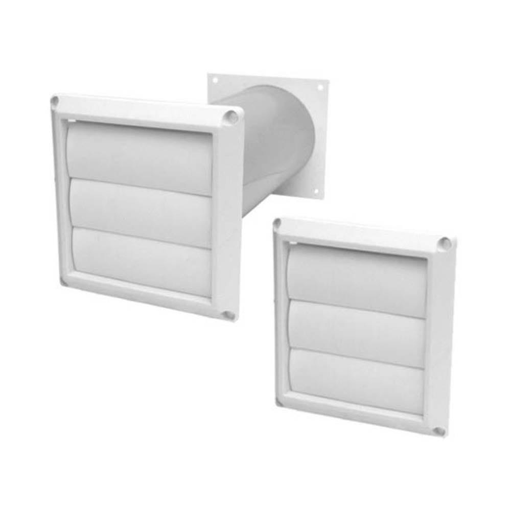Galvanized Steel White Louver Hood With Tail, 4"
