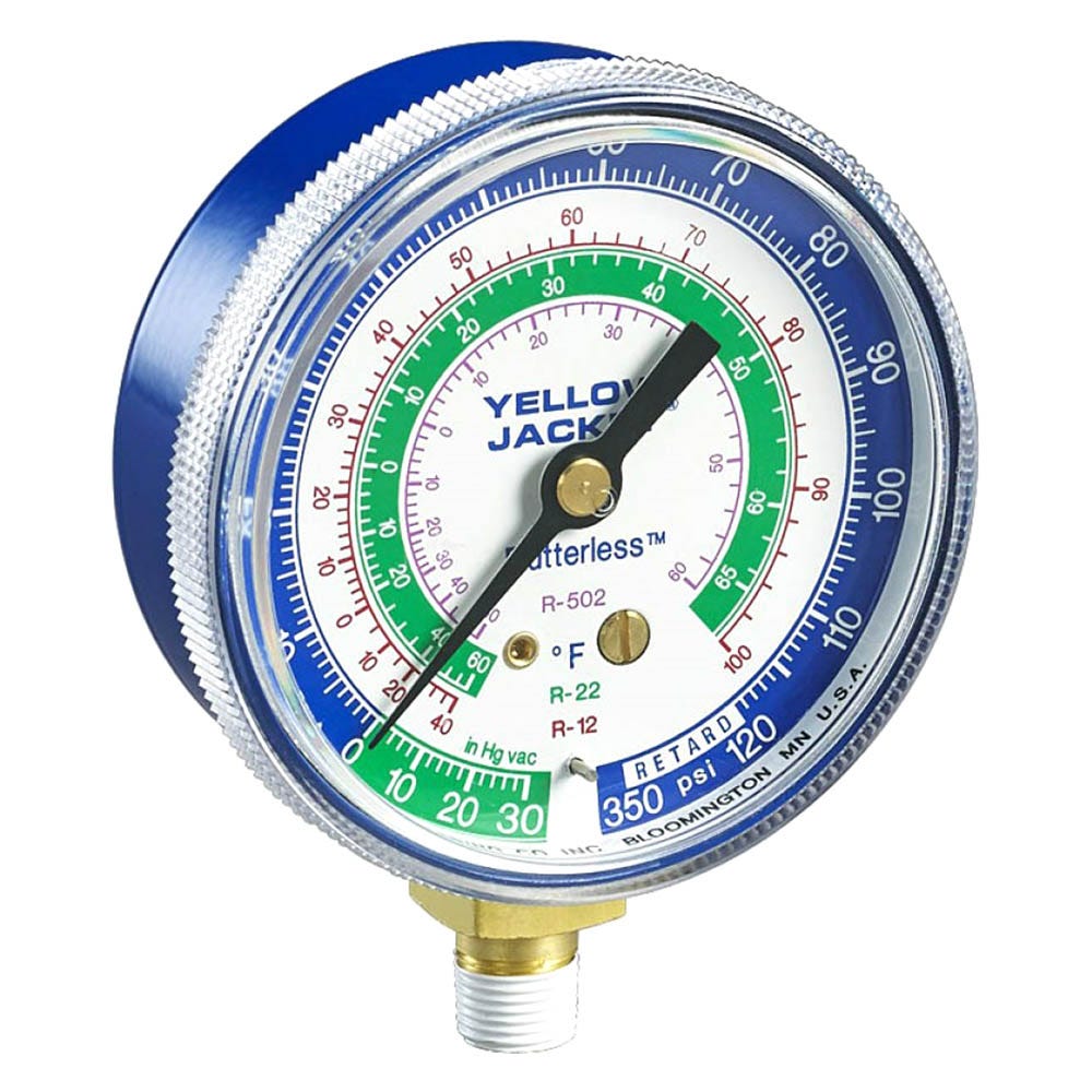 Manifold Gauge, 2-1/2" Blue Comp R-12/22/502 30"-0-120 psi