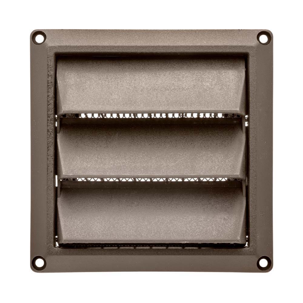 Plastic Brown Air Intake Louver Fixed Vent Hood, 4"